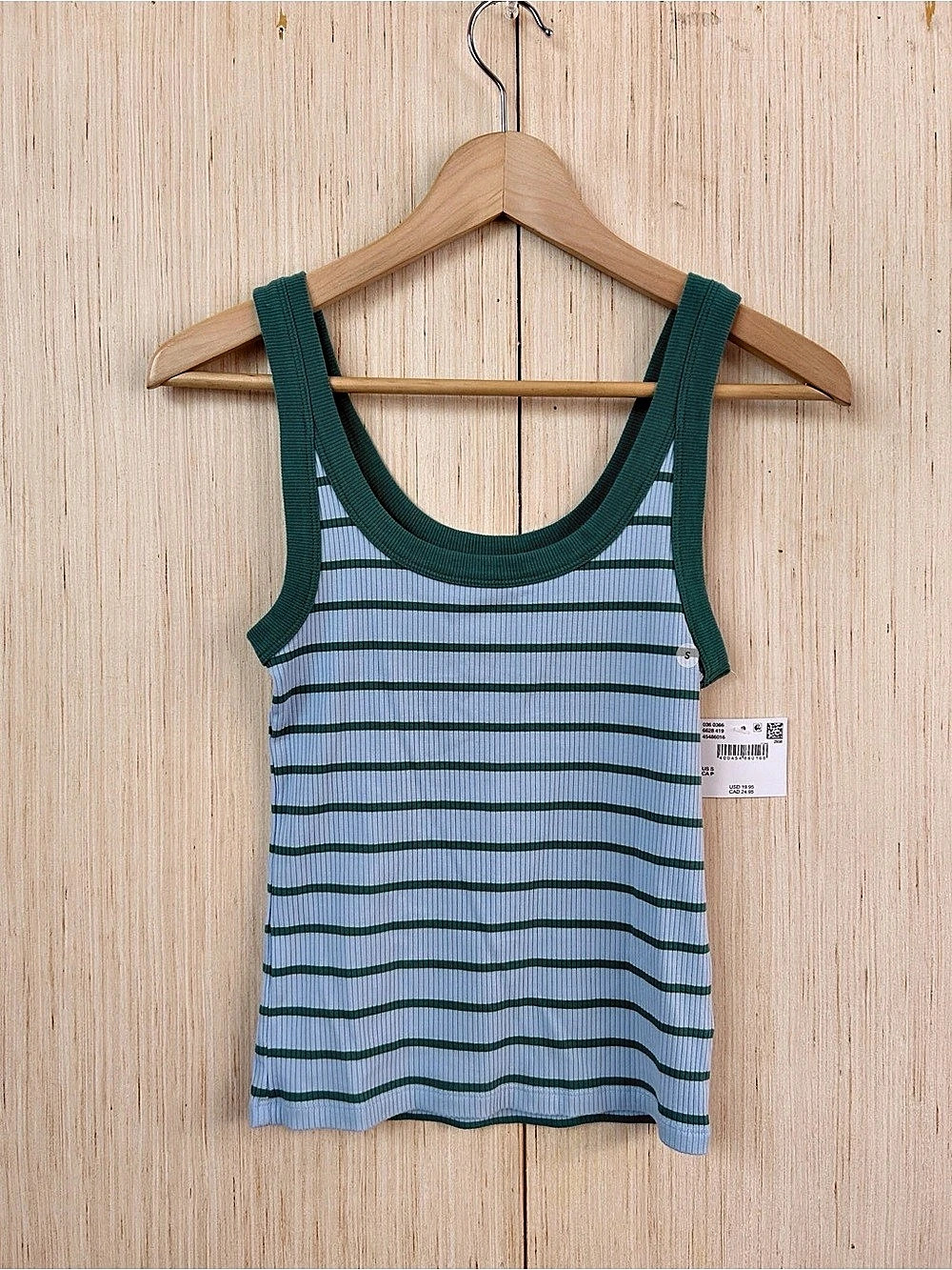 American Eagle Ribbed Striped Tank Top Blue & Green Small NWT